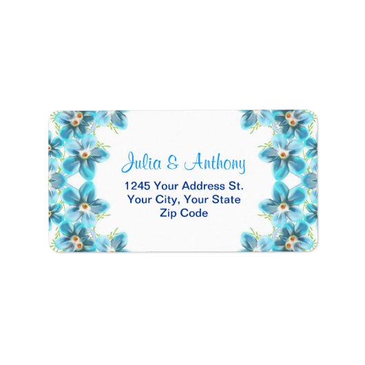 青い花結婚の住所 シール (正面)