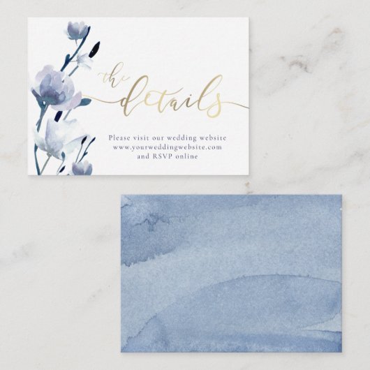 青い花結婚のWebサイト囲いカード エンクロージャーカード (正面/裏面)