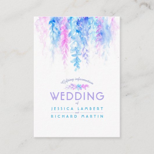 青い花結婚カスケードギフト登録証 エンクロージャーカード (正面)