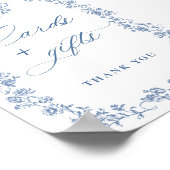 青い花華美のビクトリアン優雅なカードとギフト ポスター (角)