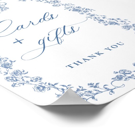 青い花華美のビクトリアン優雅なカードとギフト ポスター (角)