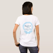 青い花輪のフラワーウォーターカラー お越しいただきありがとう Tシャツ (裏面フル)