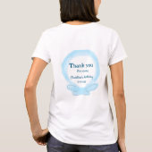 青い花輪のフラワーウォーターカラー お越しいただきありがとう Tシャツ (裏面)