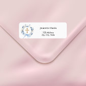 青い花輪の十字架 リターンアドレス ラベル