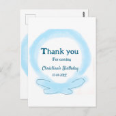 青い花輪の水彩画　来てくれてありがとう ポストカード (正面/裏面)