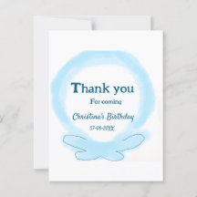 青い花輪の水彩画　来てくれてありがとう