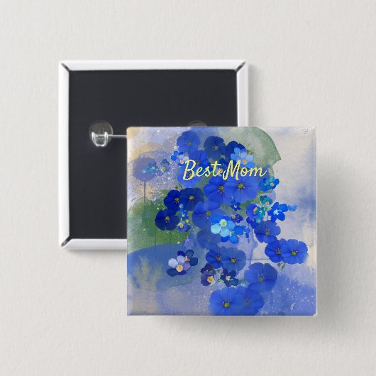 青い花針 缶バッジ (正面&裏面)