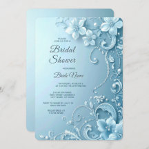 青い花飾りのブライダルシャワー