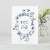 青い花2つの結婚式招待状 招待状 (スタンド正面)