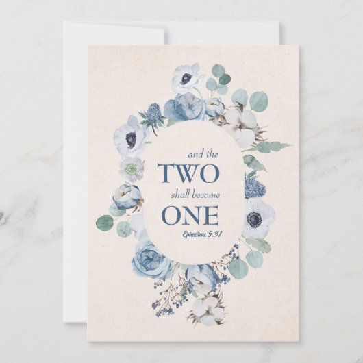 青い花2つの結婚式招待状 招待状 (正面)