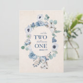 青い花2つの結婚式招待状 招待状 (スタンド正面)