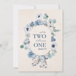 青い花2つの結婚式招待状 招待状