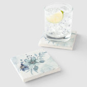 青い花4 ストーンコースター (横)