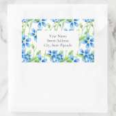 「青い花」のラベル 長方形シール (バッグ)