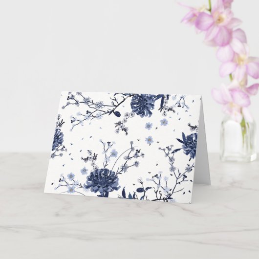 青い花、アート、ウォーターカラーローズ、パーソナル カード (蘭)