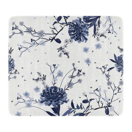 青い花 カッティングボード (正面)