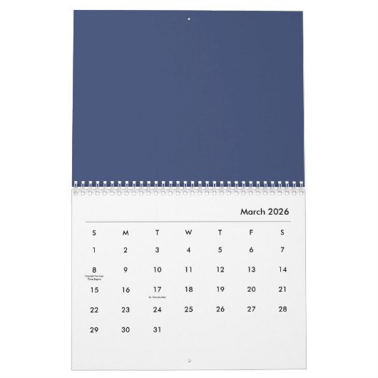 青い花 カレンダー (3月 2026)