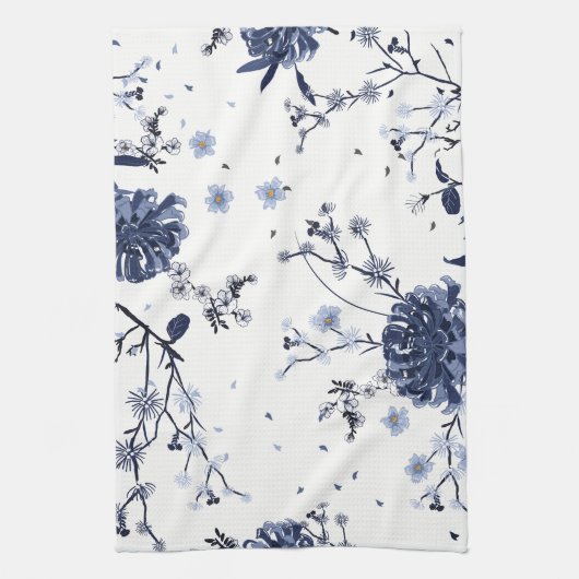 青い花 キッチンタオル (縦)