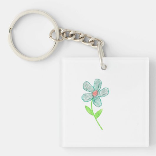 青い花 キーホルダー (正面)