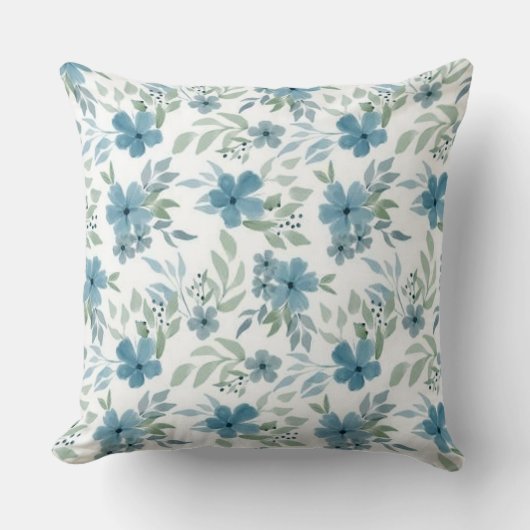 青い花 クッション (正面)