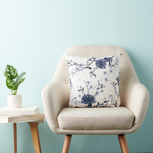 青い花 クッション (椅子)