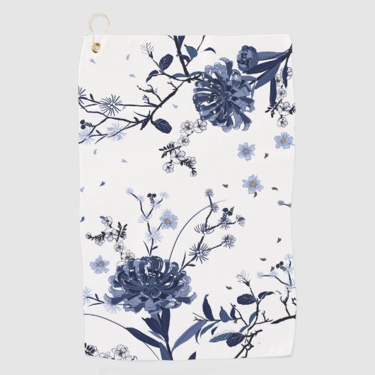 青い花 ゴルフタオル (正面)