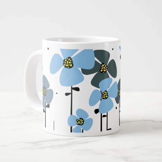 青い花 ジャンボコーヒーマグカップ (正面左)