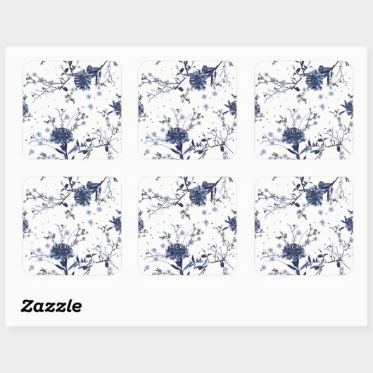 青い花 スクエアシール (シート)