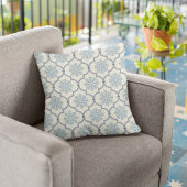 青い花/ストライプ装飾用クッション クッション