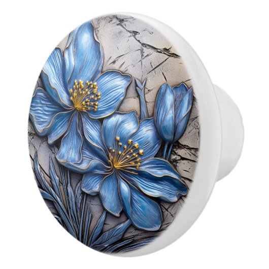 青い花 セラミックノブ (右)
