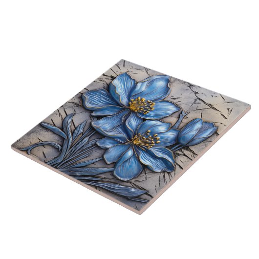 青い花 タイル (側面)