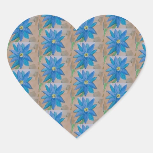 青い花 ハートシール (正面)