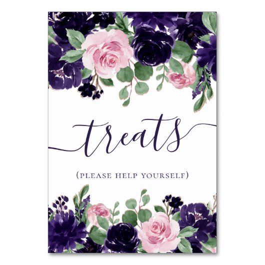 青い花 |パープルとピンクのバラのお菓子 テーブルナンバー (正面)