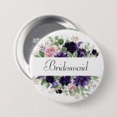 青い花 |パープルローズとピンクローズブライダルパーティ 缶バッジ (正面&裏面)