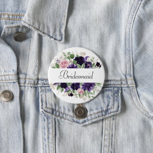 青い花 |パープルローズとピンクローズブライダルパーティ 缶バッジ (インサイチュ)