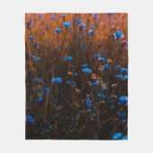 青い花 フリースブランケット (正面)