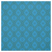 「青い花」フローラ唐草模様、手描き ファブリック (見本)