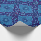 「青い花」フローラ、ボヘミア模様 ラッピングペーパー (角)