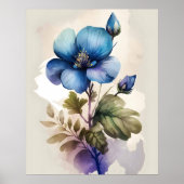 青い花 ブルーベル 水彩画プリント ウォールアート (正面)