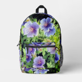 青い花 プリントバックパック (正面)