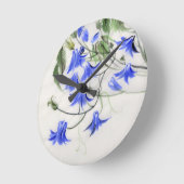 青い花 ラウンド壁時計 (傾斜)