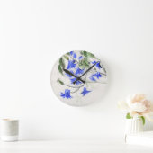 青い花 ラウンド壁時計 (ホーム)