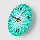 青い花 ラウンド壁時計 (傾斜)