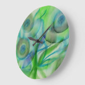 青い花 ラージ壁時計 (傾斜)