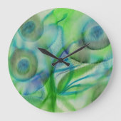 青い花 ラージ壁時計 (正面)