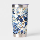 青い花 保温保冷タンブラー (左面)