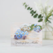 青い花 忘れな草 アラスカからの愛 ポストカード (スタンド正面)