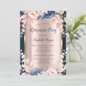 青い花、枠ダークブルー退職金 招待状 (スタンド正面)