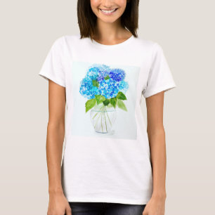 青い花 水彩画 Tシャツ