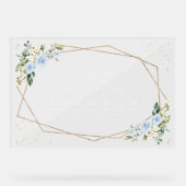 青い花、白い花、のタイムラ結婚イン アクリルサイン (正面)